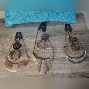 3PK BEAUTIFUL BRASS/COPPER BUNDLE NECKLACE/BRACELET